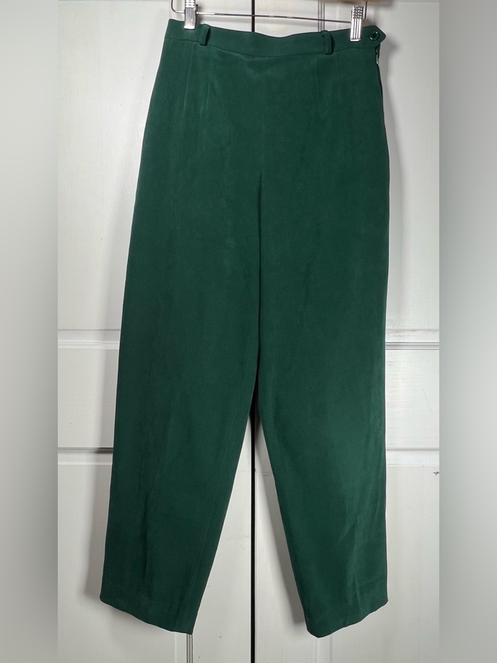 TALBOTS Petites Green Pants Elastic Waist Pleated Front Side Zip Stretch Sz 6